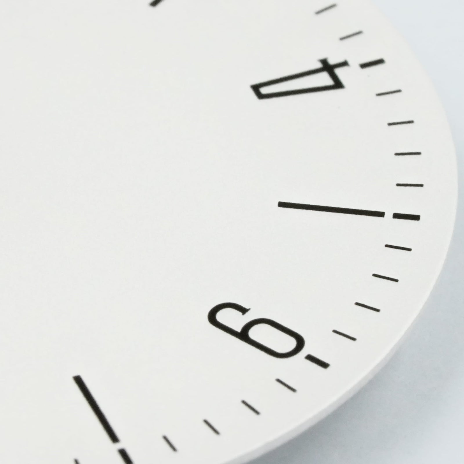 Bauhaus dial macro close-up showing flat-printed numerals and minute track detail — Lucius Atelier