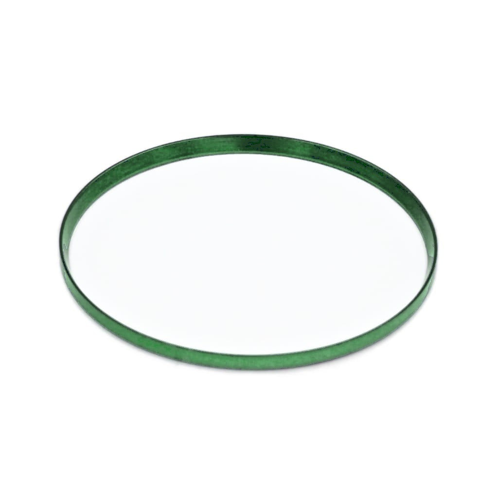 SKX013 Brushed Green Chapter Ring Ultra Thin Edition — angled view of the 0.75mm brushed green brass ring on white