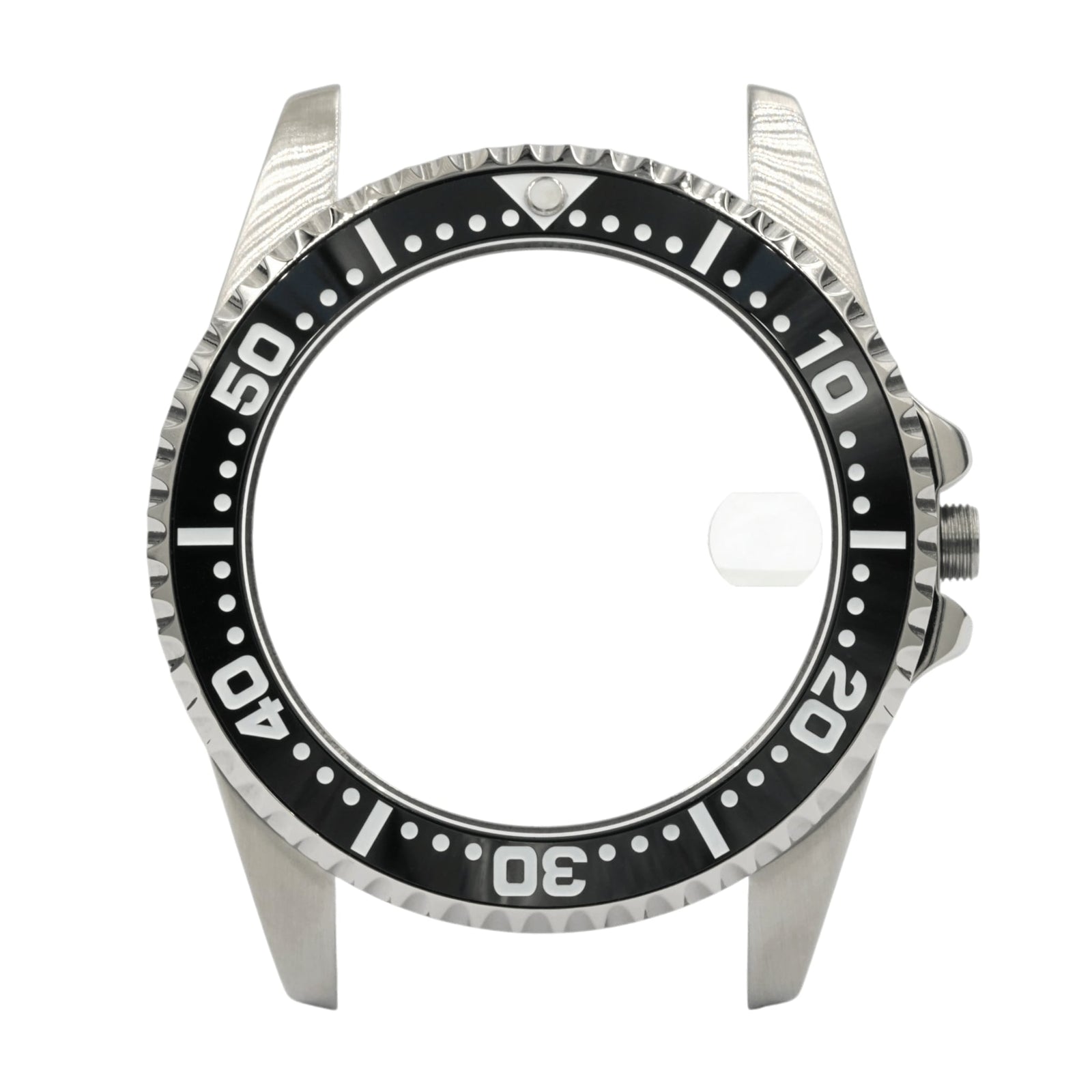 SKX013 Diver 38 Origin Ultra Thin — front view with cyclops lens over the date window position, black ceramic bezel with SKX013-pattern minute-dot track