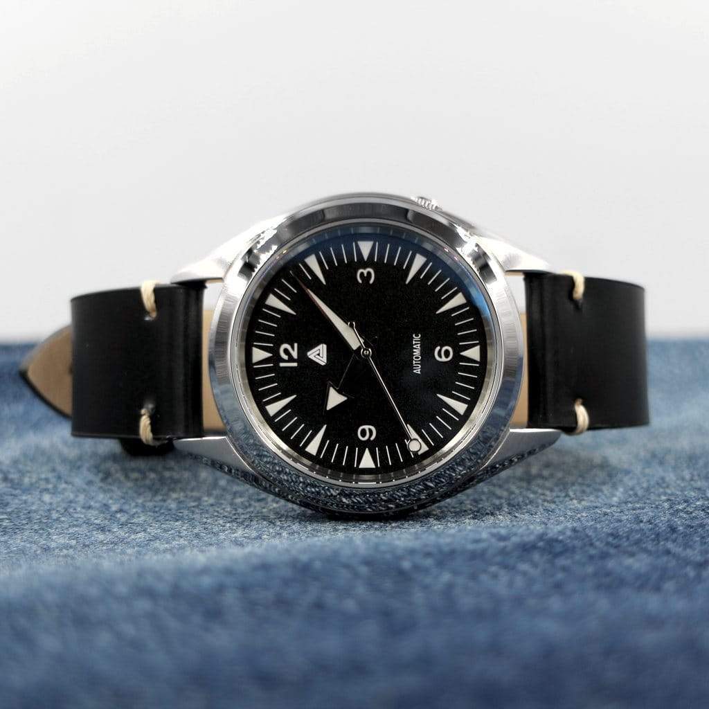 Black Vintage Italian Calf Leather Watch Strap - 18mm - - - Lucius Atelier - Swiss Quality Seiko Watch Mod Parts