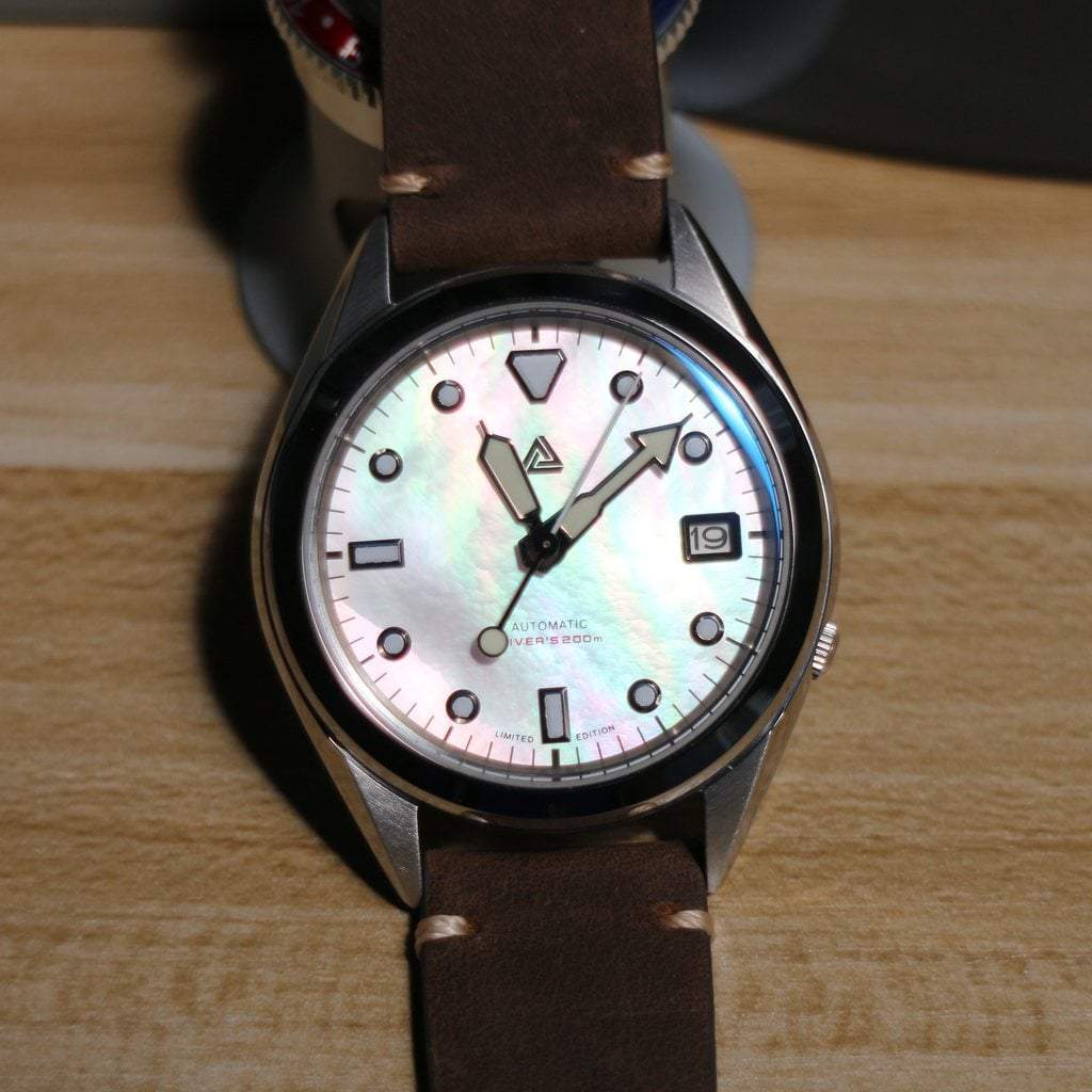 SEIKO 5 SNKL15 Mother of Pearl Mod #XXX185 - - - - Lucius Atelier - Swiss Quality Seiko Watch Mod Parts