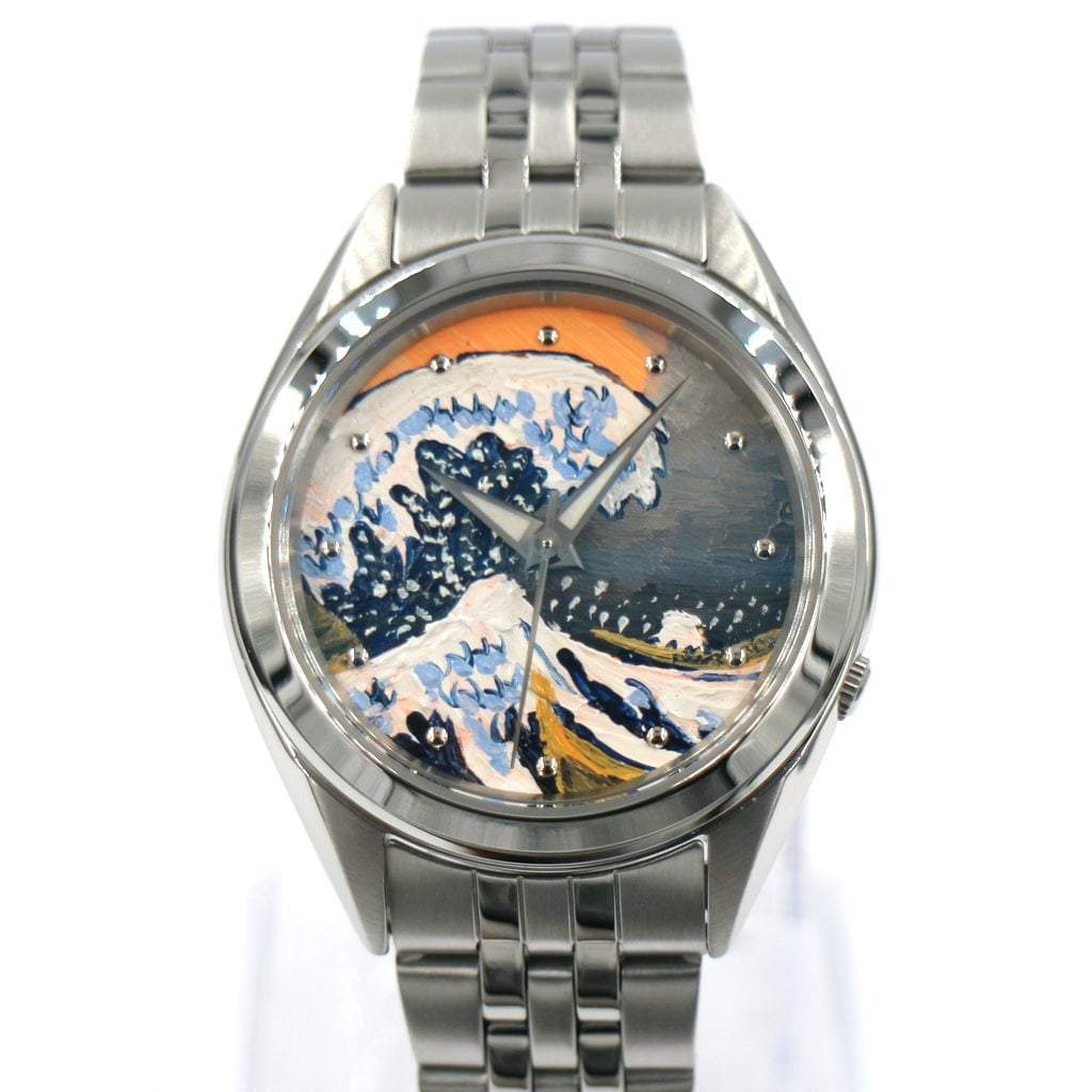 SEIKO 5 SNKL15 Oil-Painted Great Wave Mod #XXX012 - - - - Lucius Atelier - Swiss Quality Seiko Watch Mod Parts