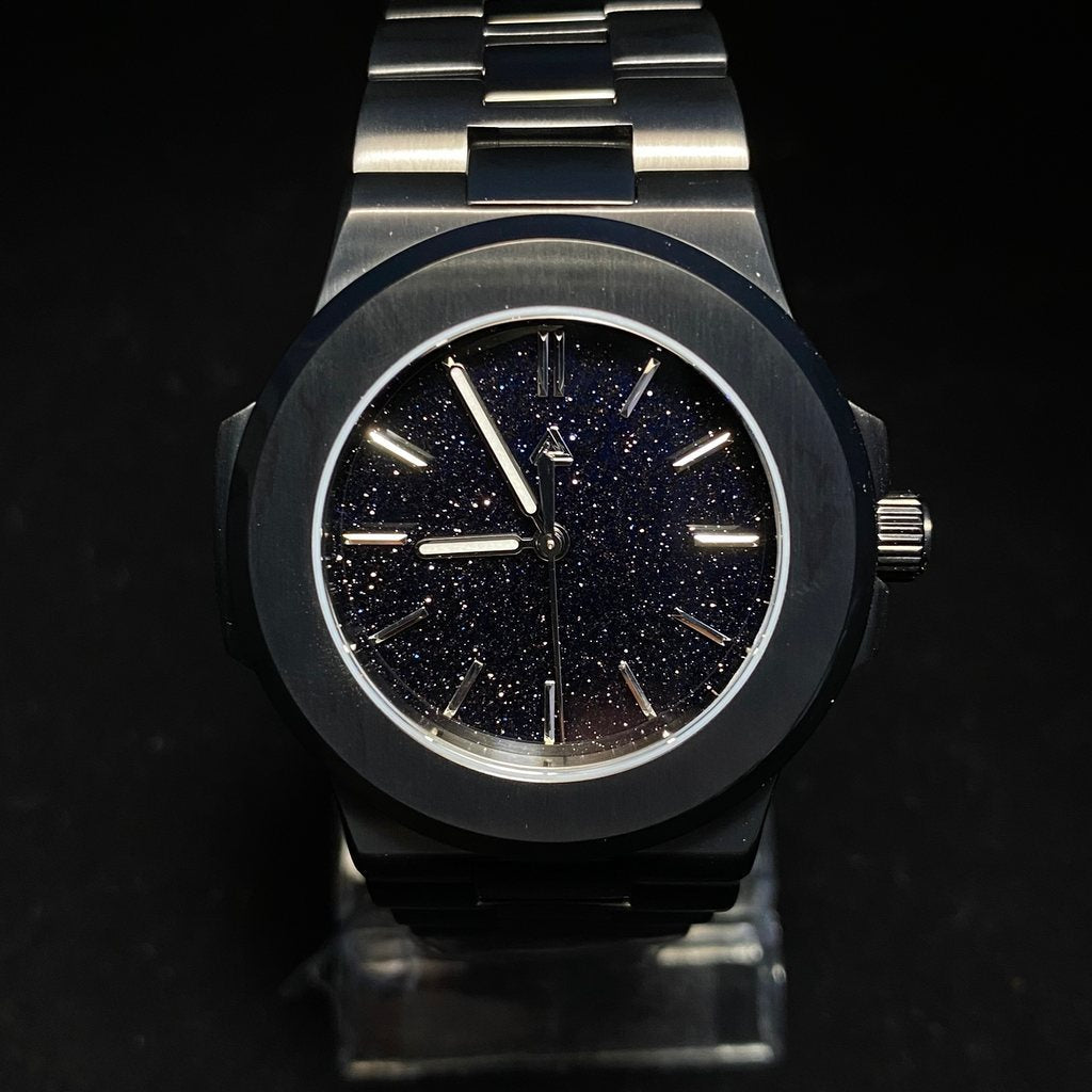 SEIKONAUT Black Aventurine Glass Edition - - - - Lucius Atelier - Swiss Quality Seiko Watch Mod Parts