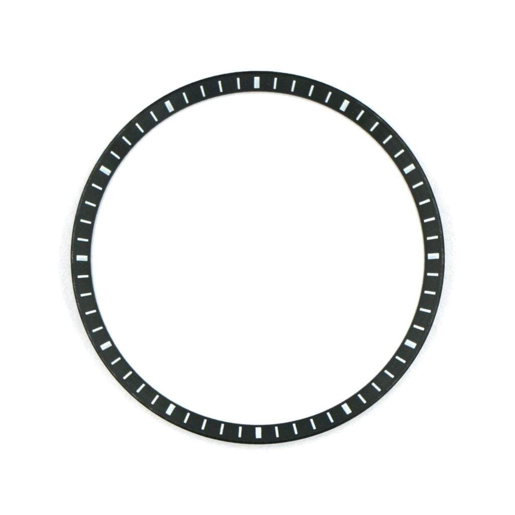 SKX007 Brushed Black Chapter Ring - White Markers - - - - Lucius Atelier - Swiss Quality Seiko Watch Mod Parts