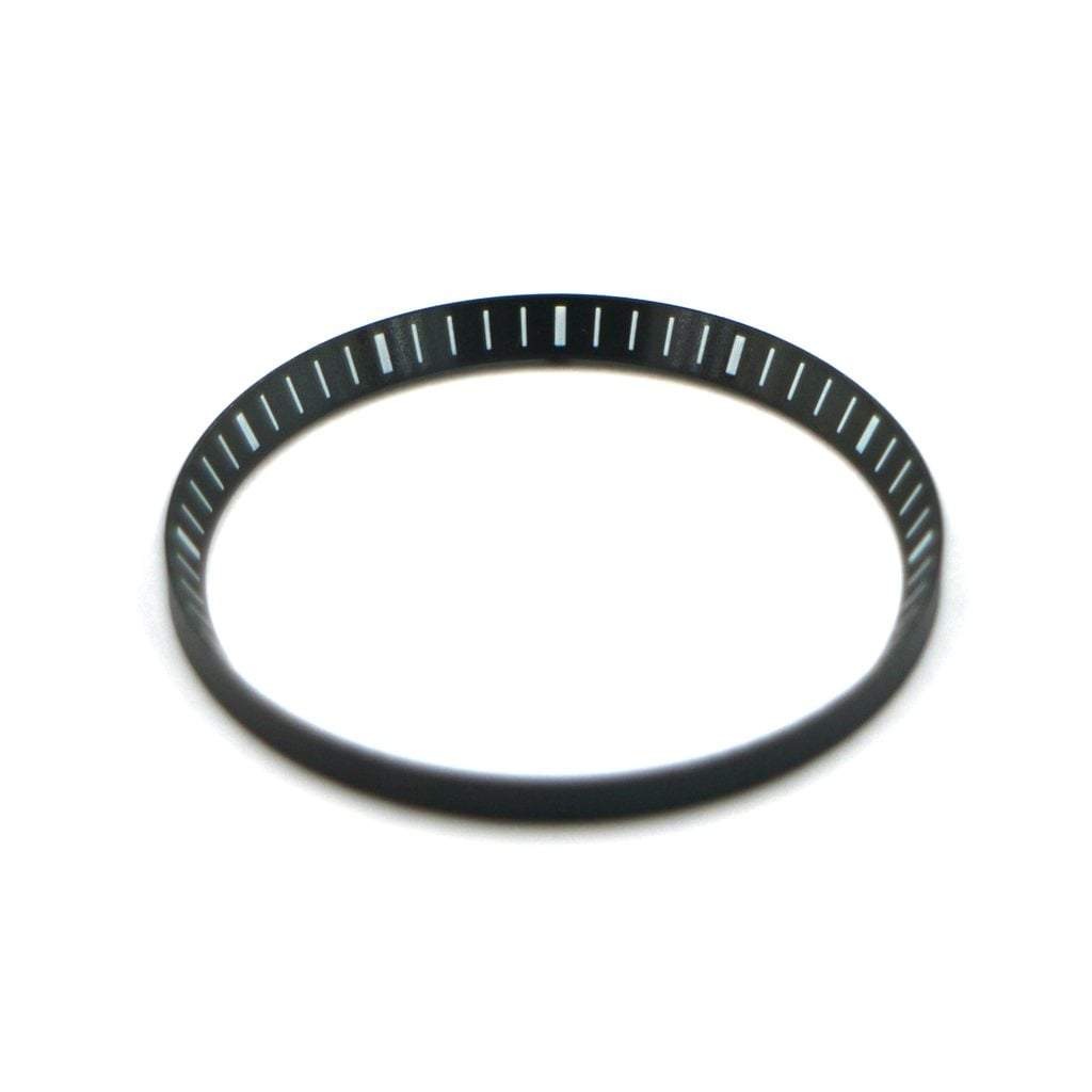 SKX007 Brushed Black Chapter Ring - White Markers - - - - Lucius Atelier - Swiss Quality Seiko Watch Mod Parts