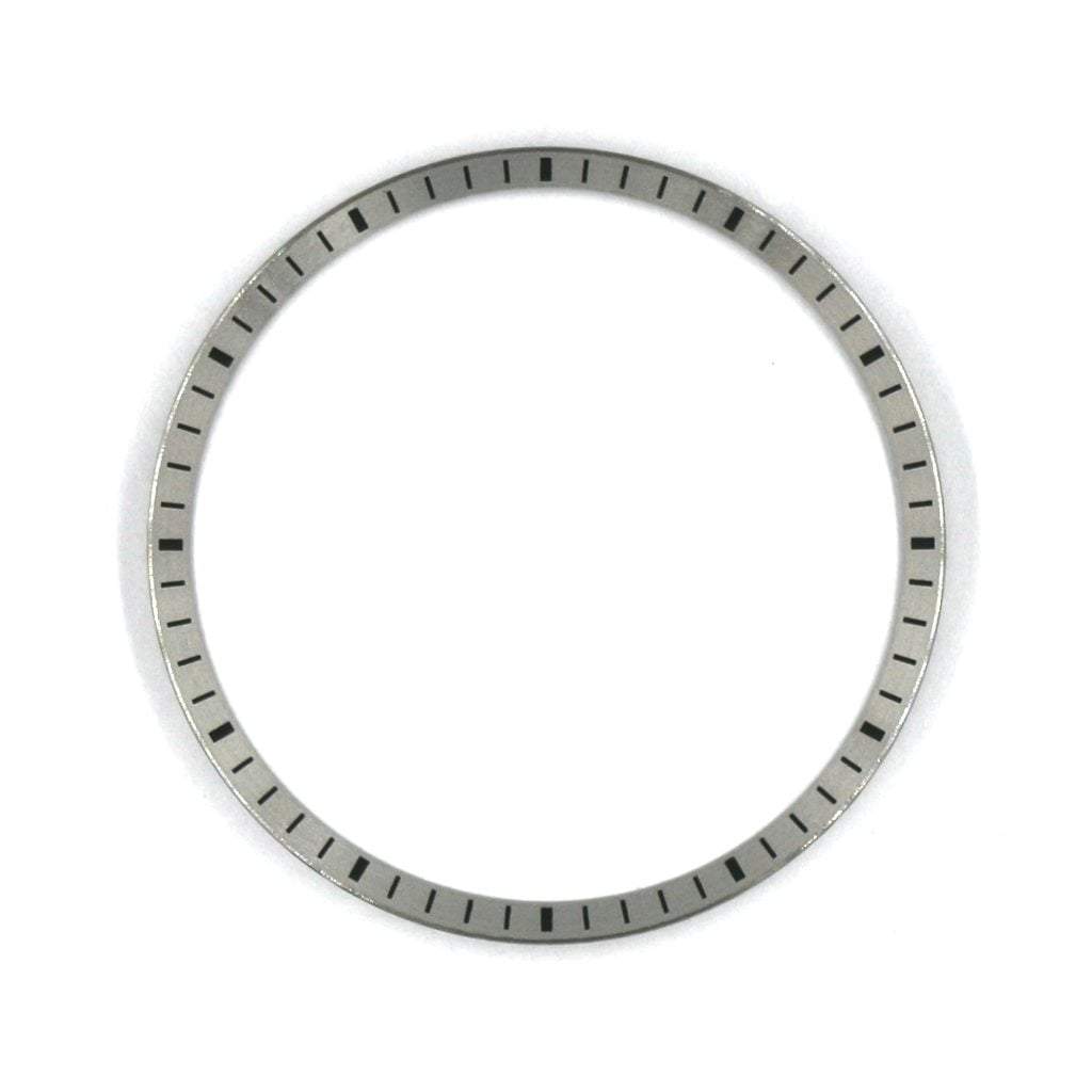 SKX007 Brushed Silver Chapter Ring - Black Markers - - - - Lucius Atelier - Swiss Quality Seiko Watch Mod Parts