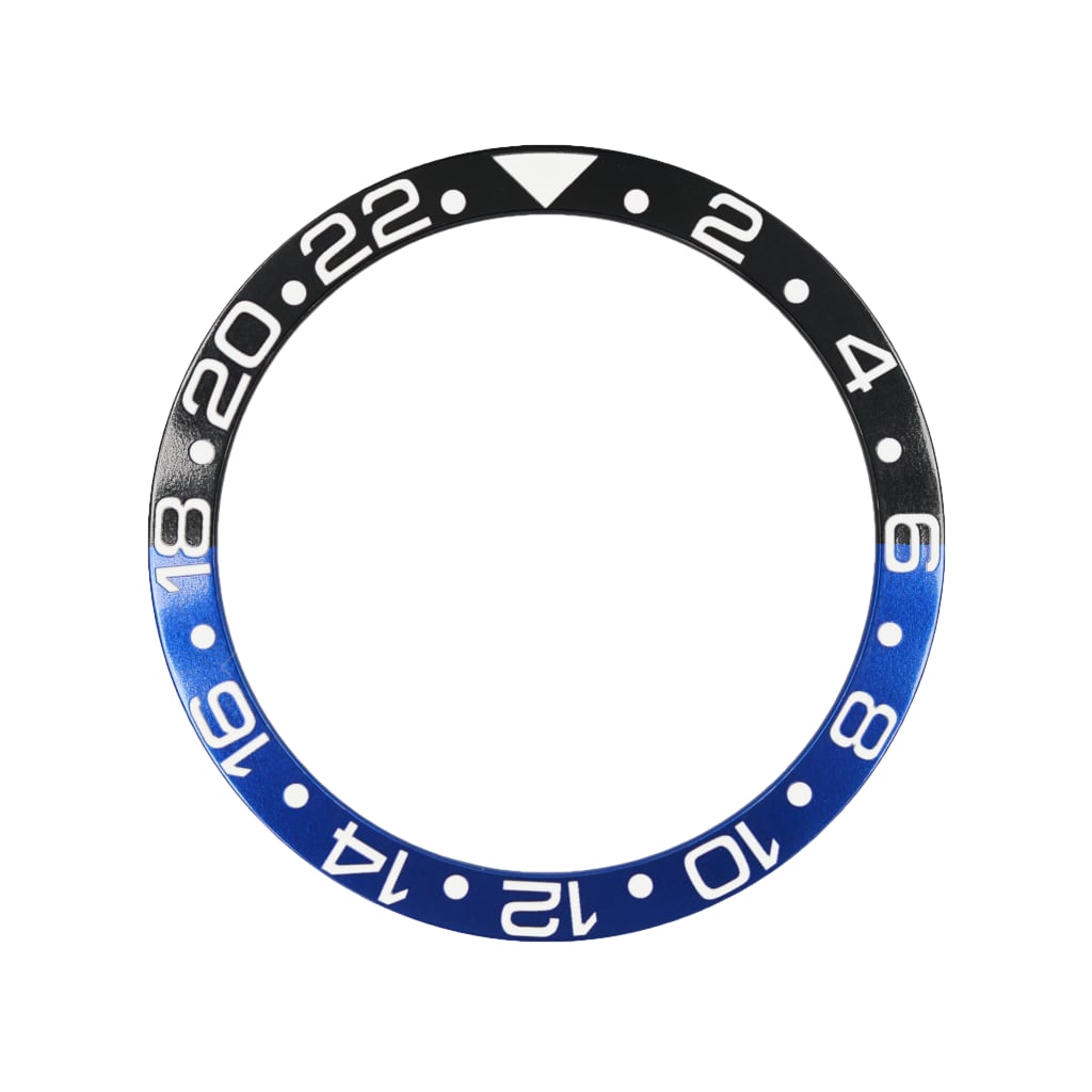 SKX013 Aluminium Bezel Insert (Slope) - GMT 24H - Batman Black/Blue - - - - Lucius Atelier - Swiss Quality Seiko Watch Mod Parts