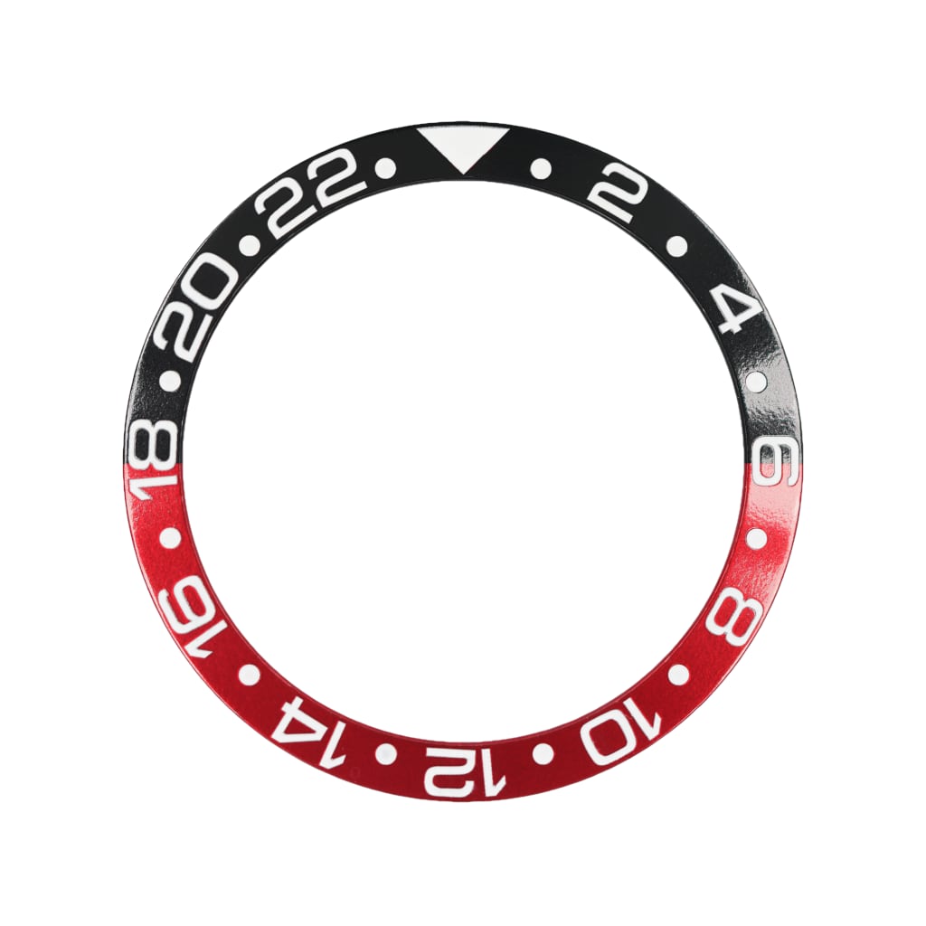 SKX013 Aluminium Bezel Insert (Slope) - GMT 24H - Coca-Cola Black/Red - - - - Lucius Atelier - Swiss Quality Seiko Watch Mod Parts
