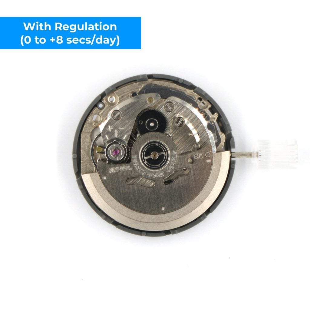 Seiko (TMI) NH36 Automatic Movement - Day Date (Black) - Regulated (0 to +8 secs/day) - - - Lucius Atelier - Swiss Quality Seiko Watch Mod Parts
