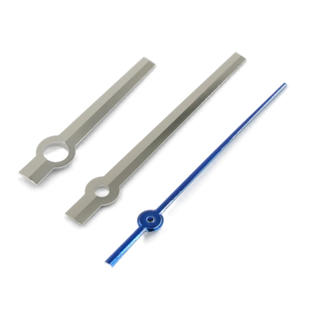 Baton Hands - Polished Silver & Blue (President Edition) - - - - Lucius Atelier - Swiss Quality Seiko Watch Mod Parts