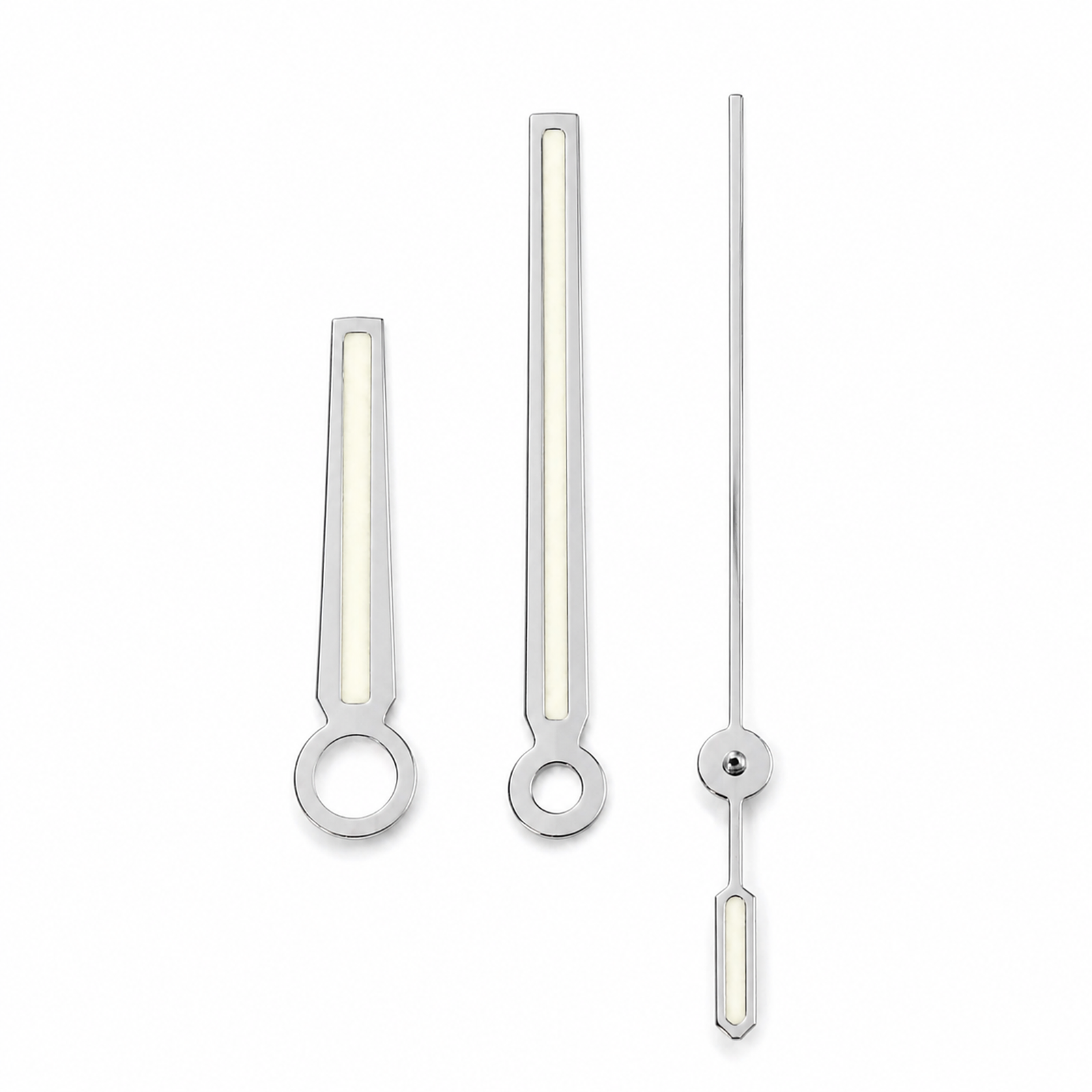 Baton II Hands - Polished Silver - BGW9 Grade A - - - Lucius Atelier - Swiss Quality Seiko Watch Mod Parts