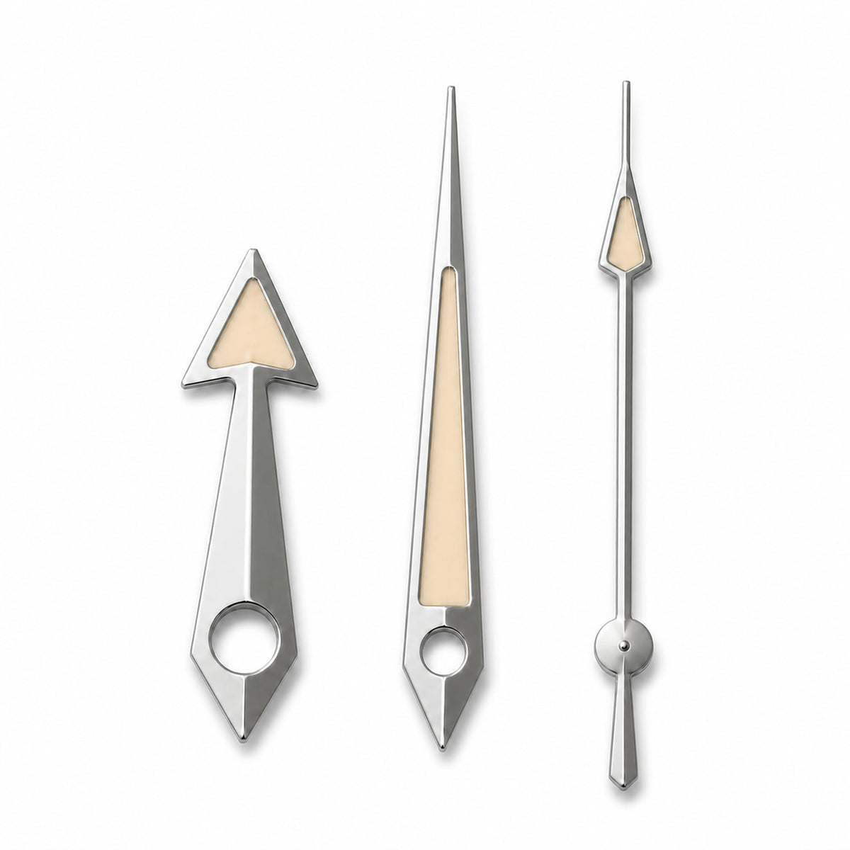 Broad Arrow Hands - Old Radium - Polished Silver