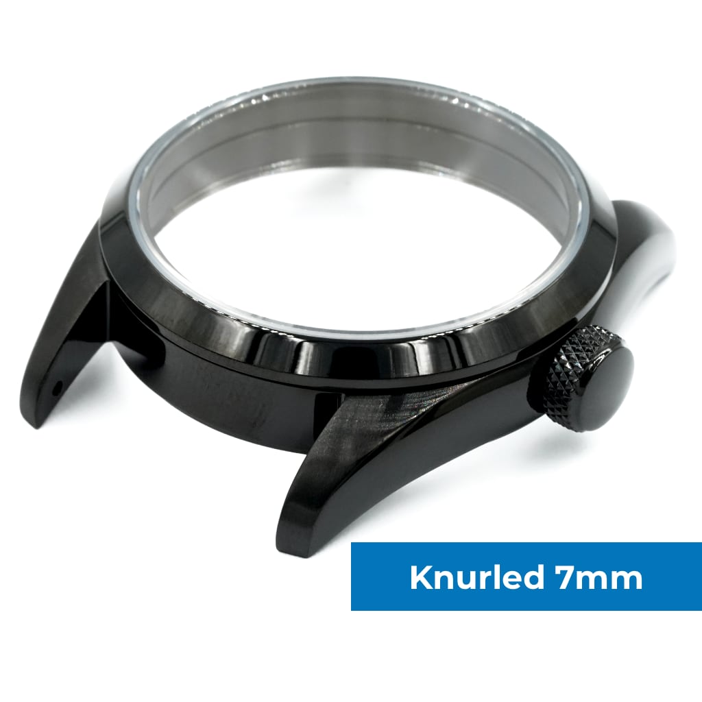 Explorer Watch Case - 36mm [ULTRA THIN DLC BLACK EDITION] - Solid - Coin Edge 6mm - Sterile - Lucius Atelier - Swiss Quality Seiko Watch Mod Parts