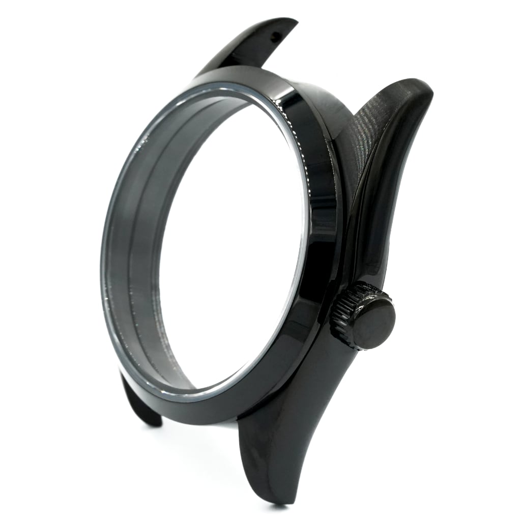 Explorer Watch Case - 36mm [ULTRA THIN DLC BLACK EDITION] - Solid - Coin Edge 6mm - Sterile - Lucius Atelier - Swiss Quality Seiko Watch Mod Parts
