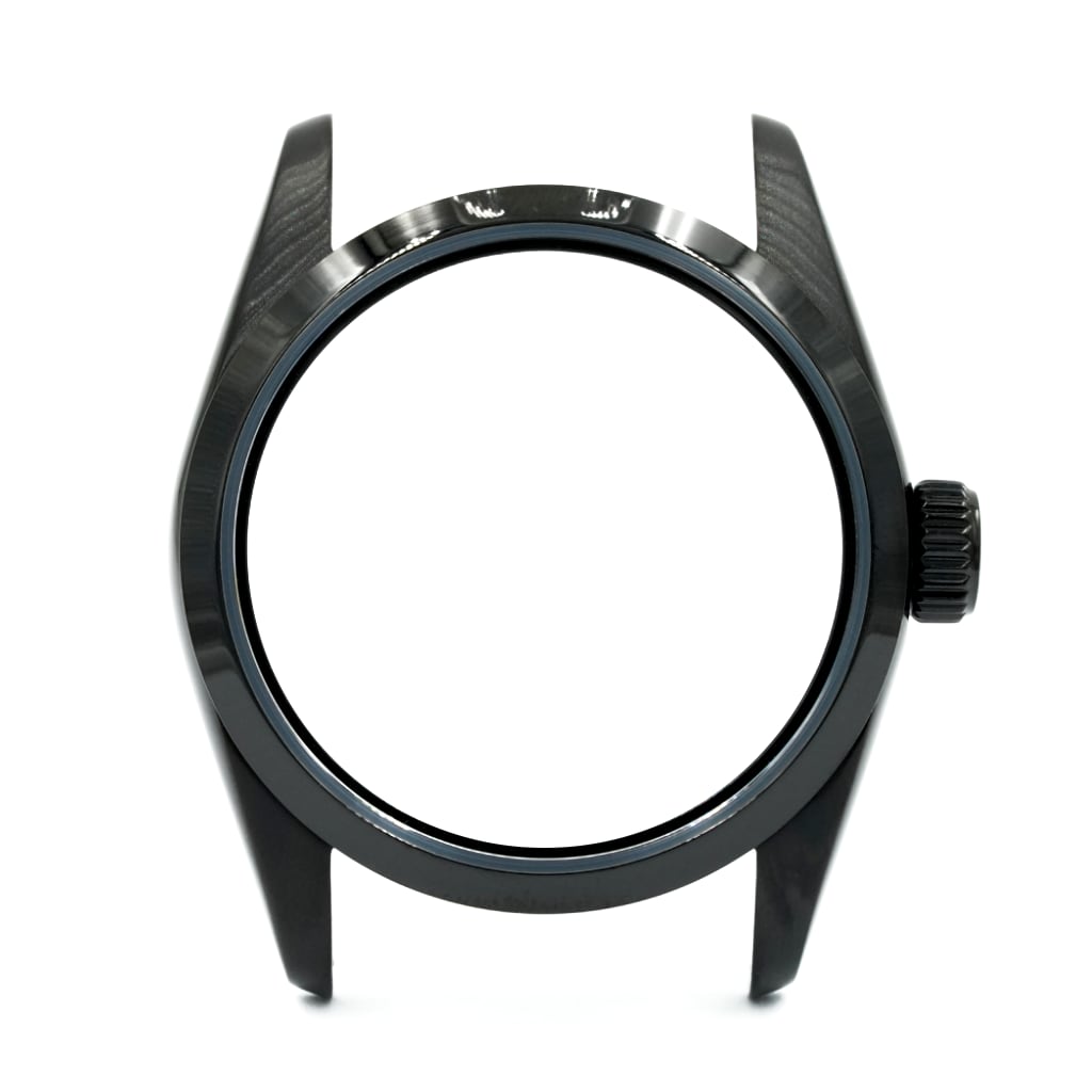 Explorer Watch Case - 36mm [ULTRA THIN DLC BLACK EDITION] - Solid - Coin Edge 6mm - Sterile - Lucius Atelier - Swiss Quality Seiko Watch Mod Parts