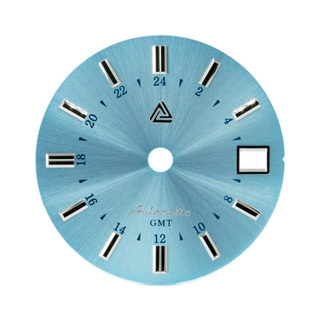 Grand Seiko GMT Dial - Sunburst Sky Blue [For NH34] - - - - Lucius Atelier - Swiss Quality Seiko Watch Mod Parts