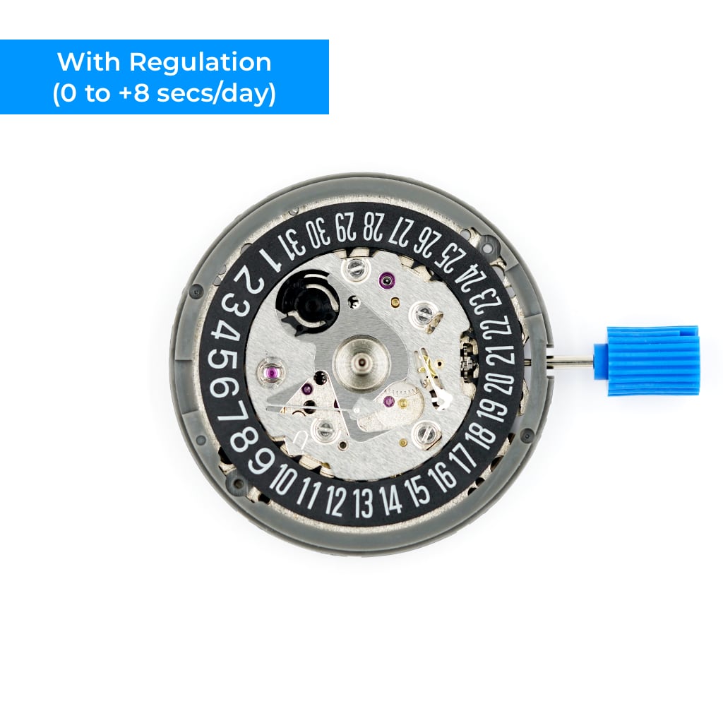 Seiko (TMI) NH35 Automatic Movement - Date @ 6H (Black) - Regulated (0 to +8 secs/day) - - - Lucius Atelier - Swiss Quality Seiko Watch Mod Parts