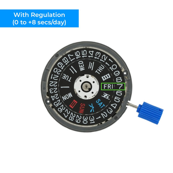 Seiko (TMI) NH36 Automatic Movement - Day Date @ 4H Crown (Black