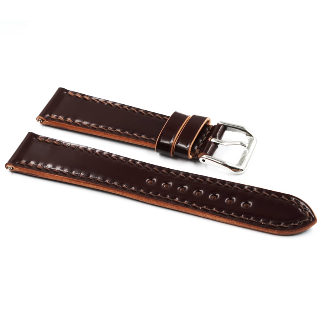 Shell Cordovan Leather Strap 20/16mm [Chocolate, Full Stitch] - Small (14.5 - 17.0cm) - - - Lucius Atelier - Swiss Quality Seiko Watch Mod Parts