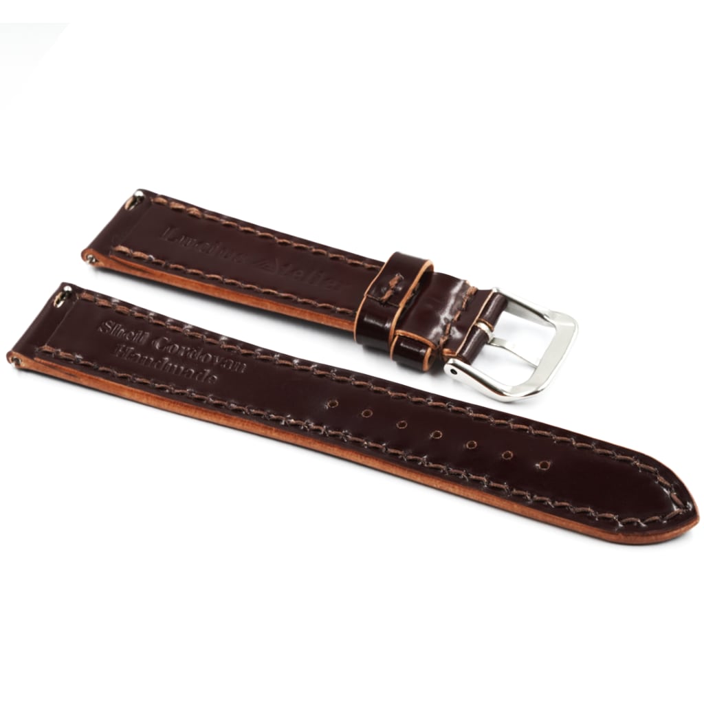 Shell Cordovan Leather Strap 20/16mm [Chocolate, Full Stitch] - Small (14.5 - 17.0cm) - - - Lucius Atelier - Swiss Quality Seiko Watch Mod Parts