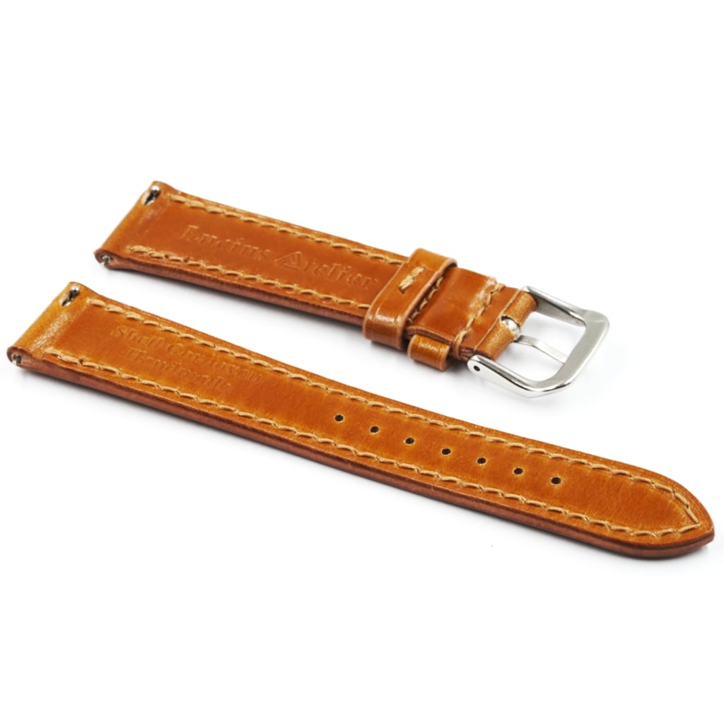Shell Cordovan Leather Strap 20/16mm [Cognac, Full Stitch] - Small (14.5 - 17.0cm) - - - Lucius Atelier - Swiss Quality Seiko Watch Mod Parts
