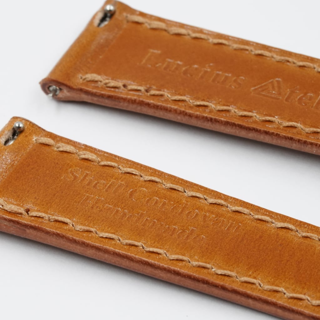 Shell Cordovan Leather Strap 20/16mm [Cognac, Full Stitch] - Small (14.5 - 17.0cm) - - - Lucius Atelier - Swiss Quality Seiko Watch Mod Parts