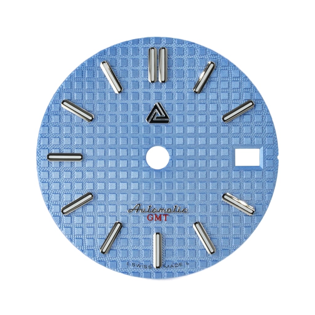 The Great Oak Dial - Ice Blue (GMT) [For NH34] - - - - Lucius Atelier - Swiss Quality Seiko Watch Mod Parts