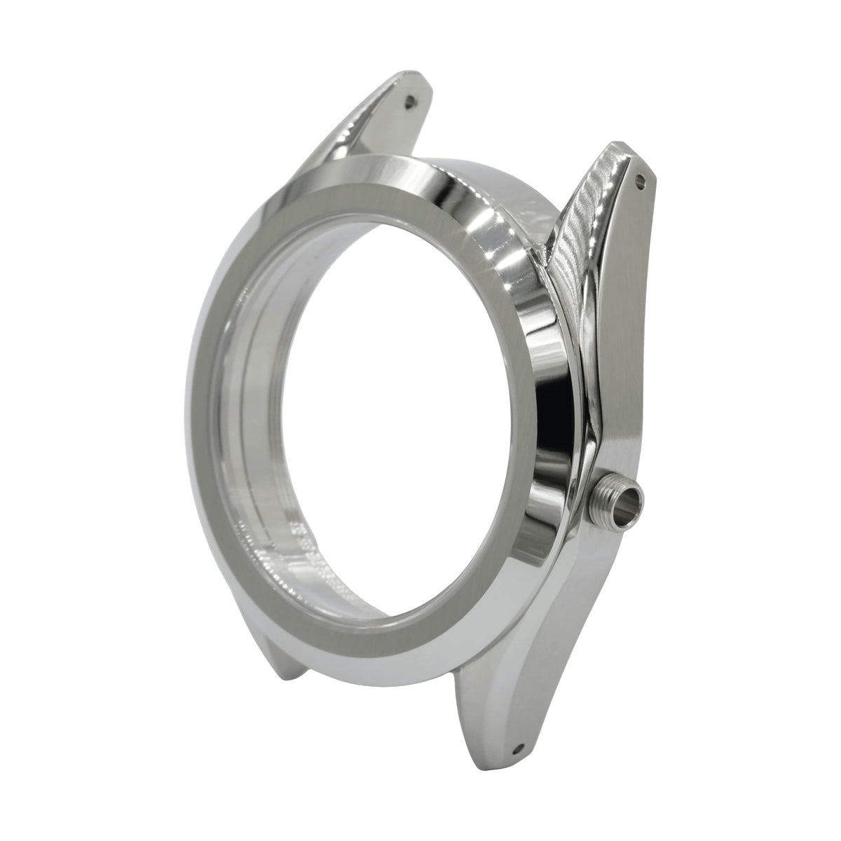 GS 39mm Ultra Thin watch case — three-quarter view from the crown side showing the faceted lug profile