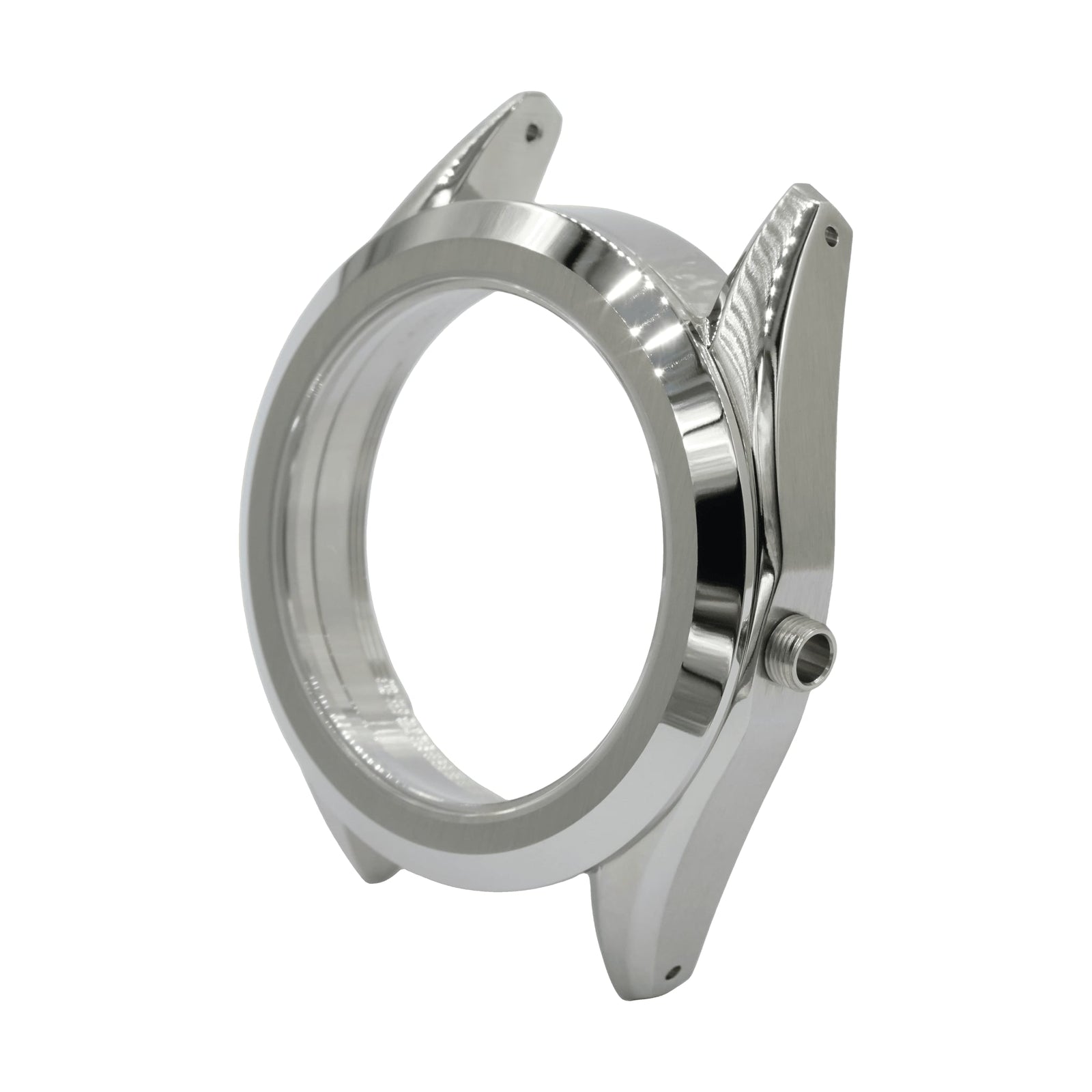 GS 39mm Ultra Thin watch case — three-quarter view from the crown side showing the faceted lug profile