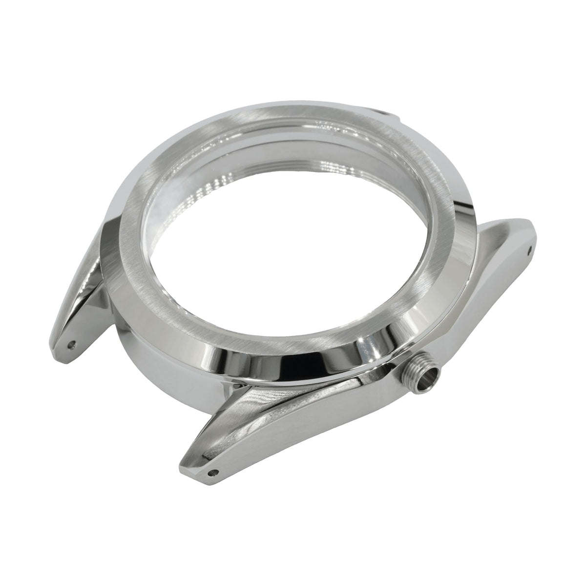 GS 39mm Ultra Thin watch case — rear three-quarter view showing the caseback opening and lug undersides