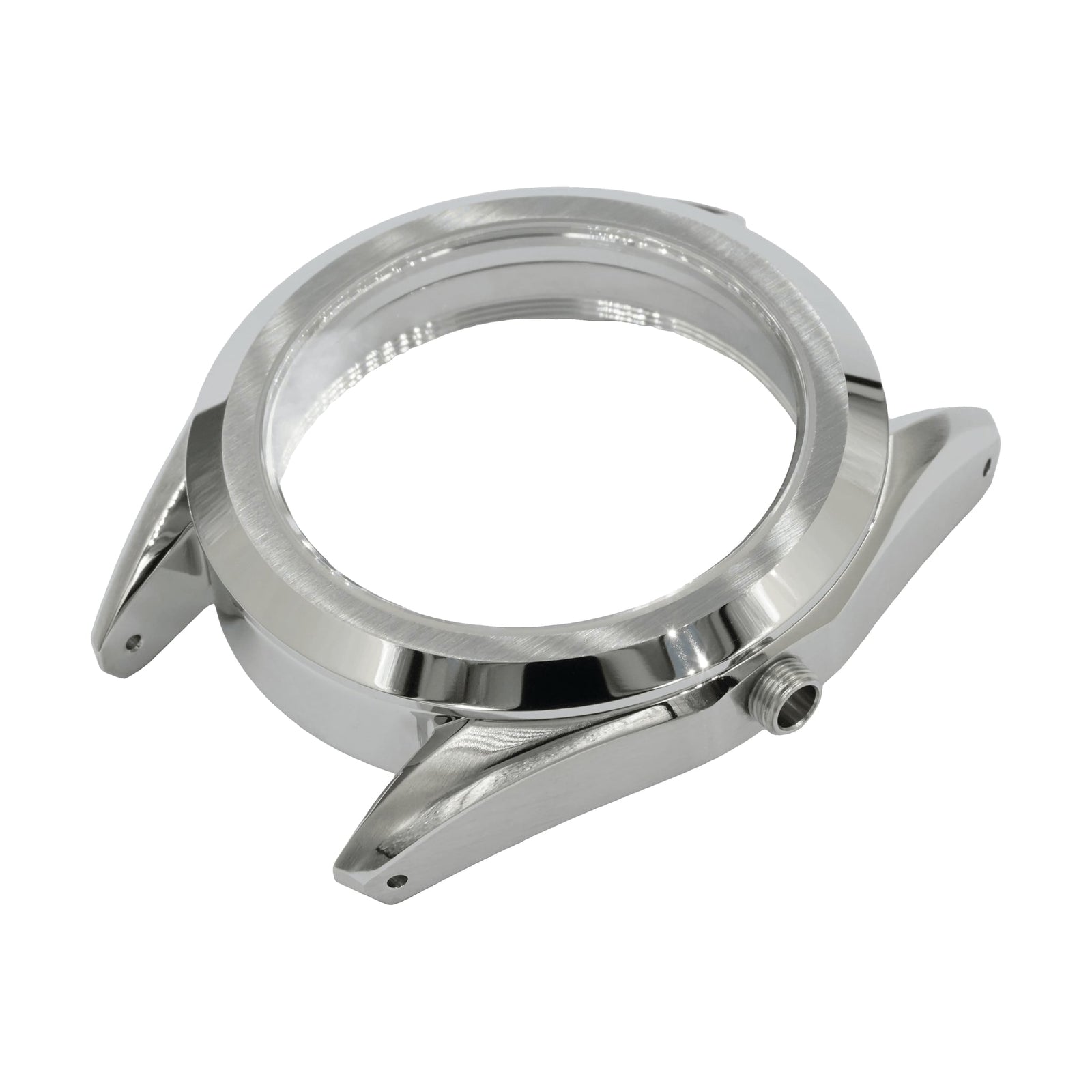 GS 39mm Ultra Thin watch case — rear three-quarter view showing the caseback opening and lug undersides
