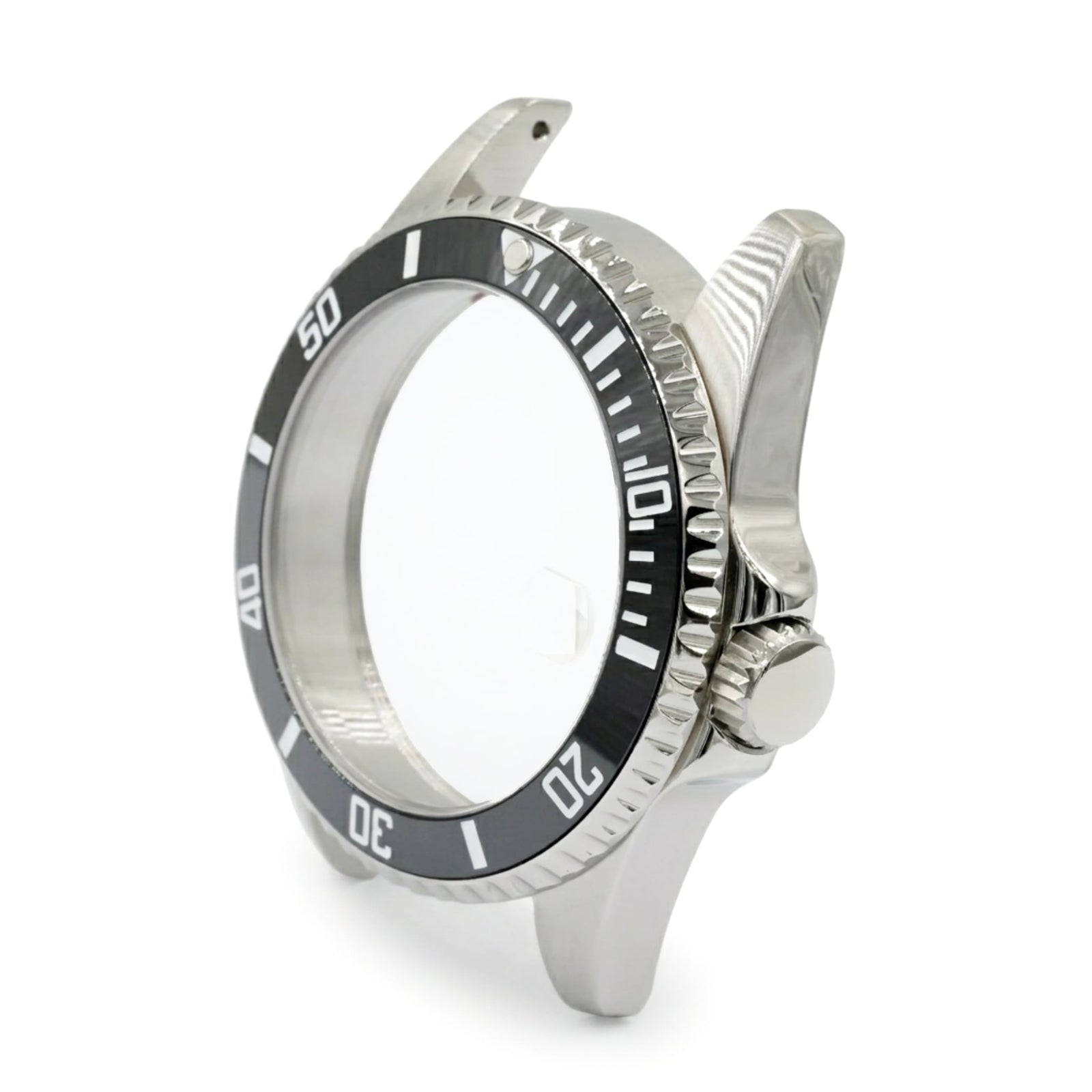 SKX013 Diver 38 Black Ultra Thin Edition — three-quarter angle view facing left, showing crown guards and case profile