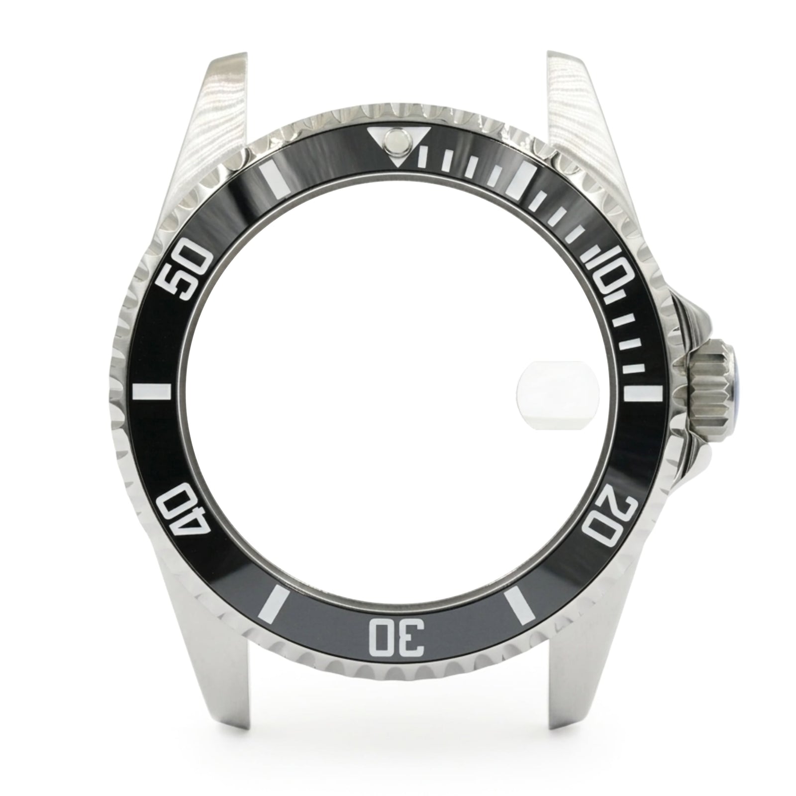 SKX013 Diver 38 Black Ultra Thin Edition — front view with cyclops lens magnifying the date window position