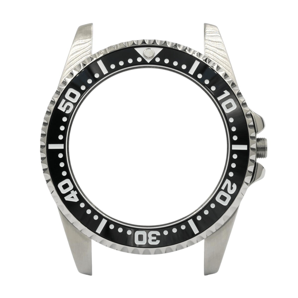 SKX013 Diver 38 Origin Ultra Thin — front view without cyclops lens, showing the full SKX013-pattern minute-dot bezel track and BGW9 lume pip at 12