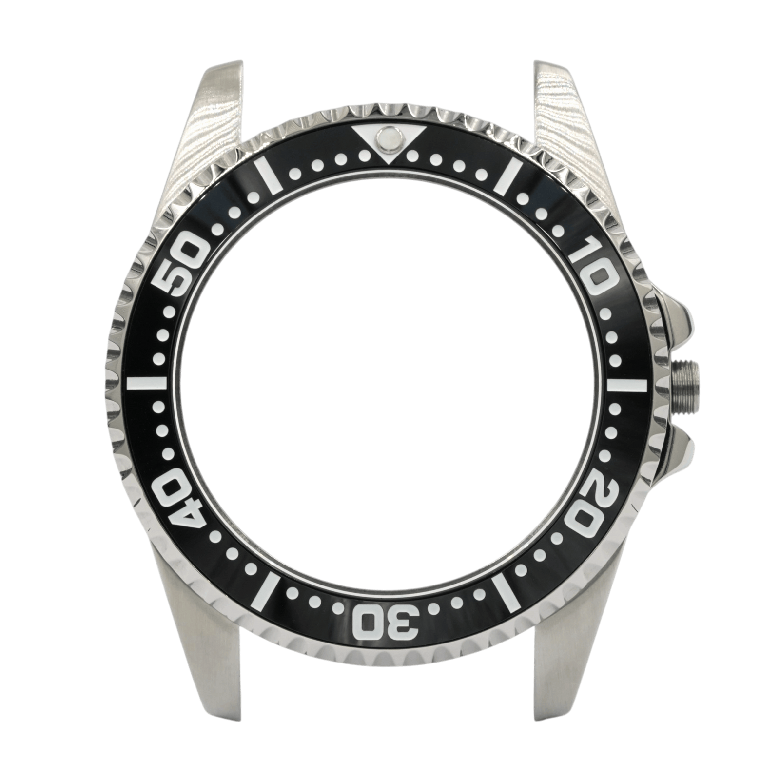 SKX013 Diver 38 Origin Ultra Thin — front view without cyclops lens, showing the full SKX013-pattern minute-dot bezel track and BGW9 lume pip at 12