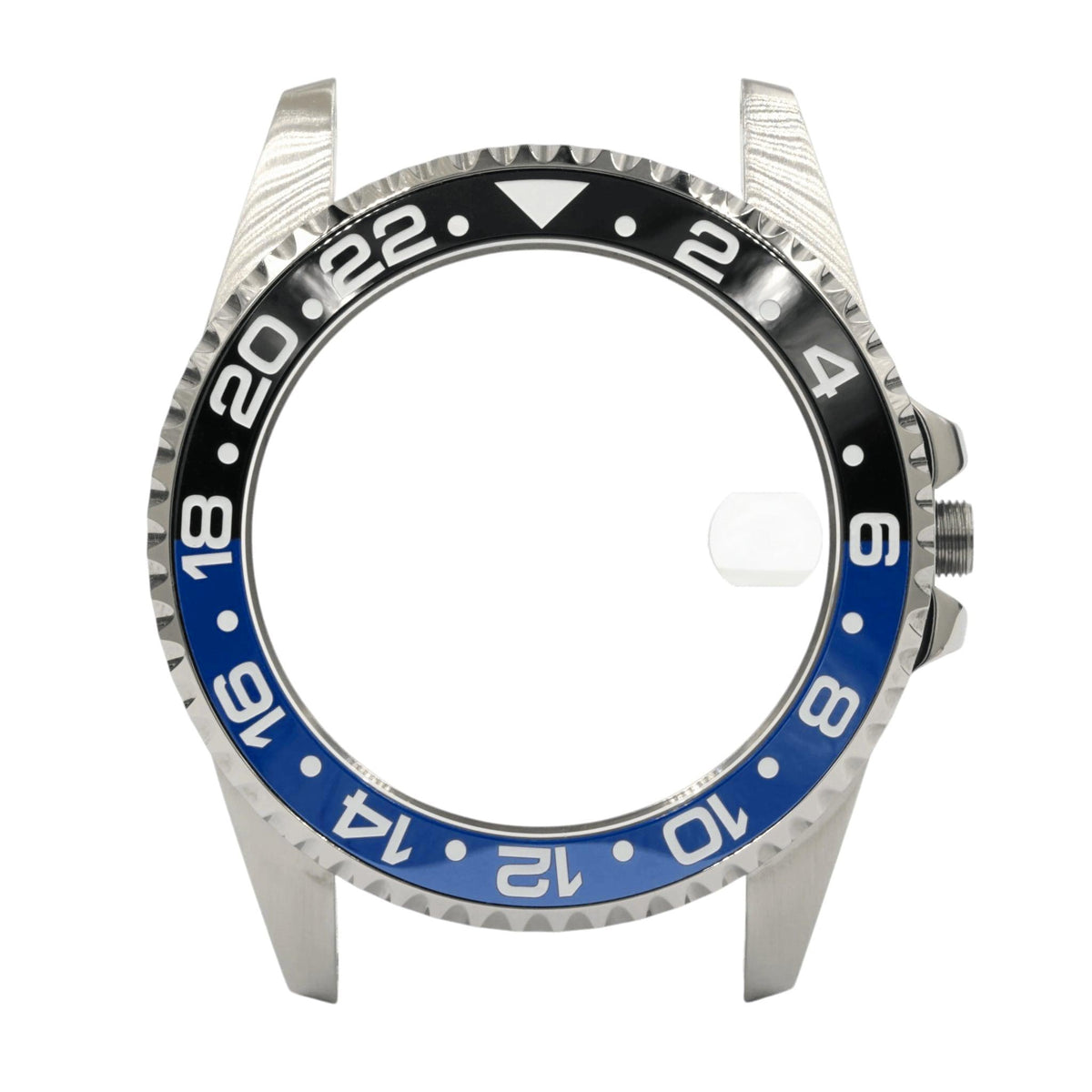 SKX013 GMT 38 Batman Ultra Thin — front view with cyclops lens, black and blue 24-hour ceramic GMT bezel numbered every two hours