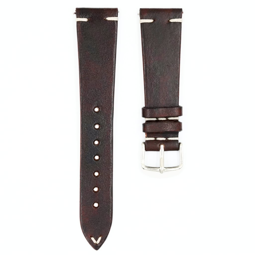 Full Grain Cowhide Leather Strap 20/16mm [Chocolate, Side Stitch]