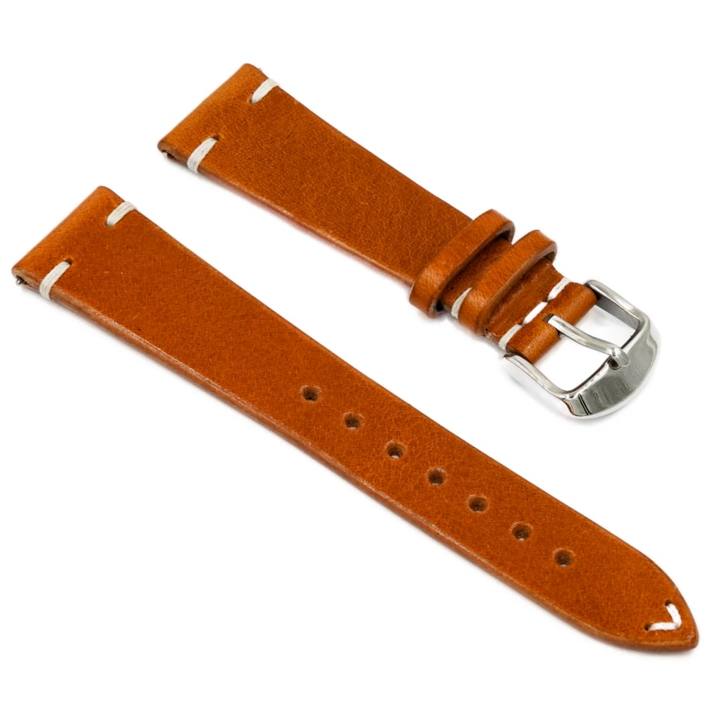 Full Grain Cowhide Leather Strap 20/16mm [Cognac, Side Stitch]