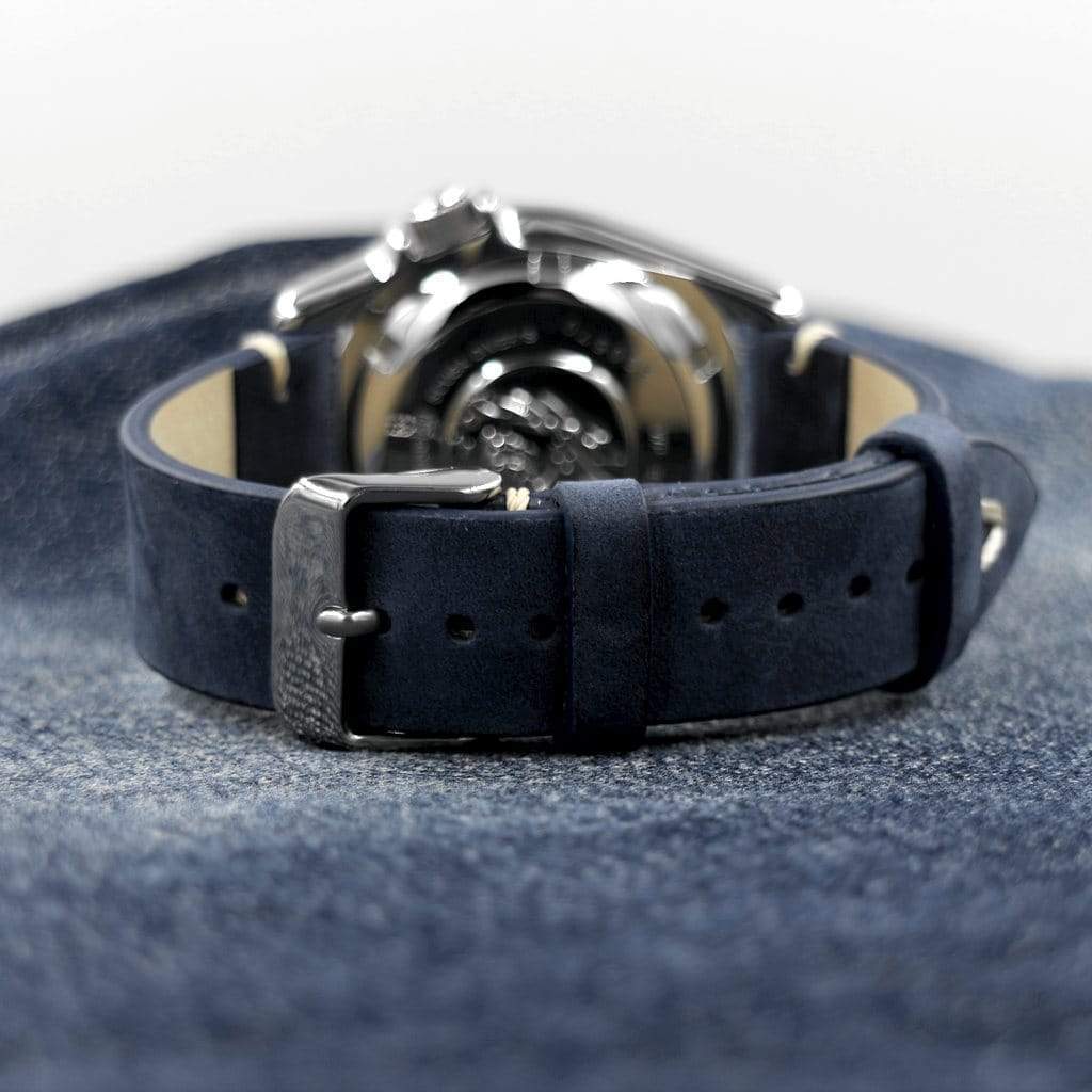 Blue Vintage Italian Calf Leather Watch Strap - 18mm - - - Lucius Atelier - Swiss Quality Seiko Watch Mod Parts