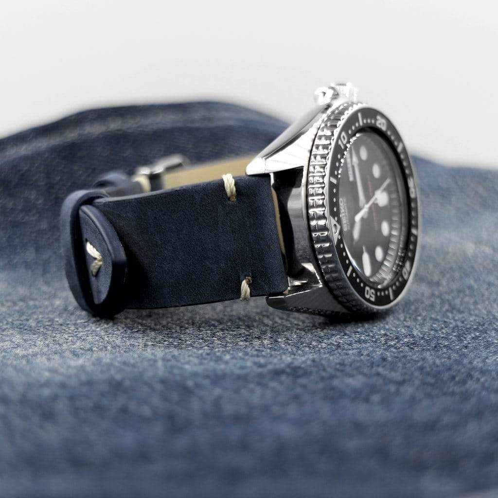 Blue Vintage Italian Calf Leather Watch Strap - 18mm - - - Lucius Atelier - Swiss Quality Seiko Watch Mod Parts