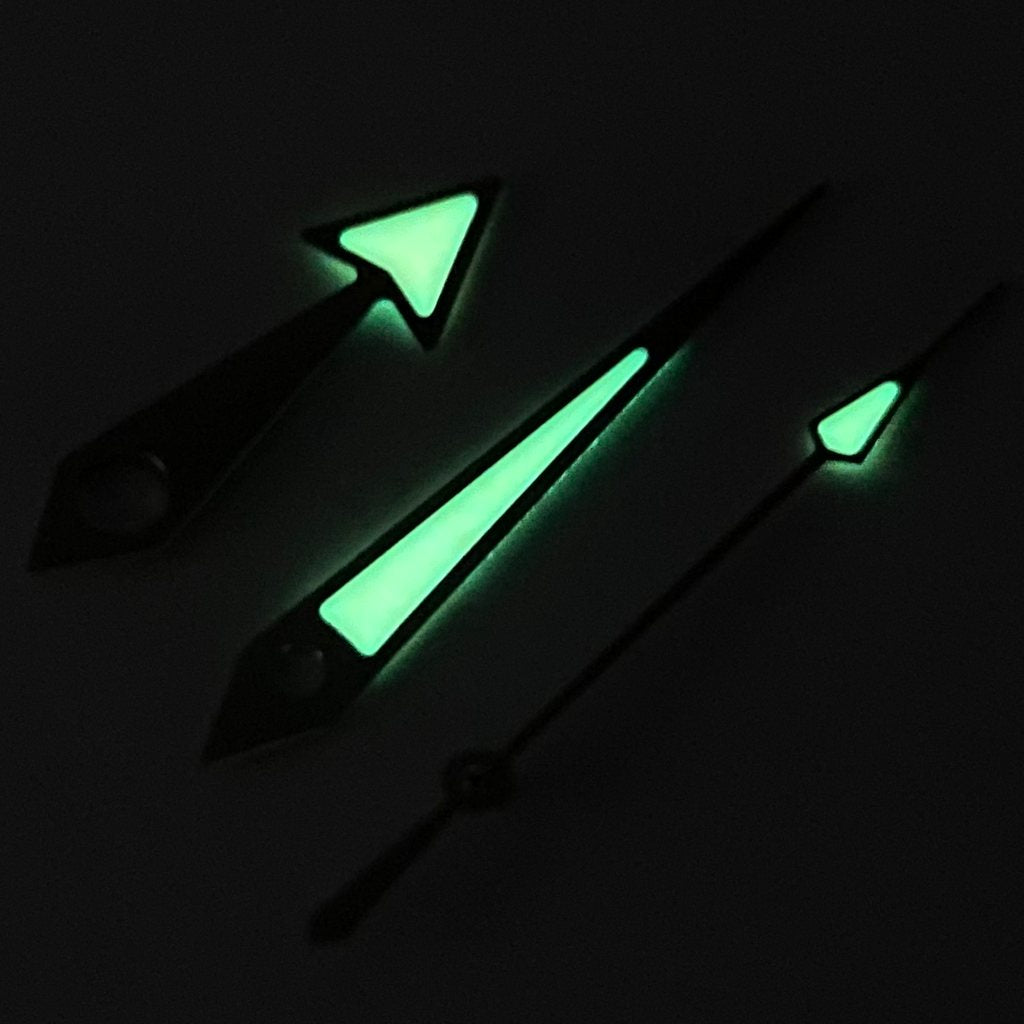 Broad Arrow Hands - Old Radium - Polished Silver - Old Radium - - - Lucius Atelier - Swiss Quality Seiko Watch Mod Parts