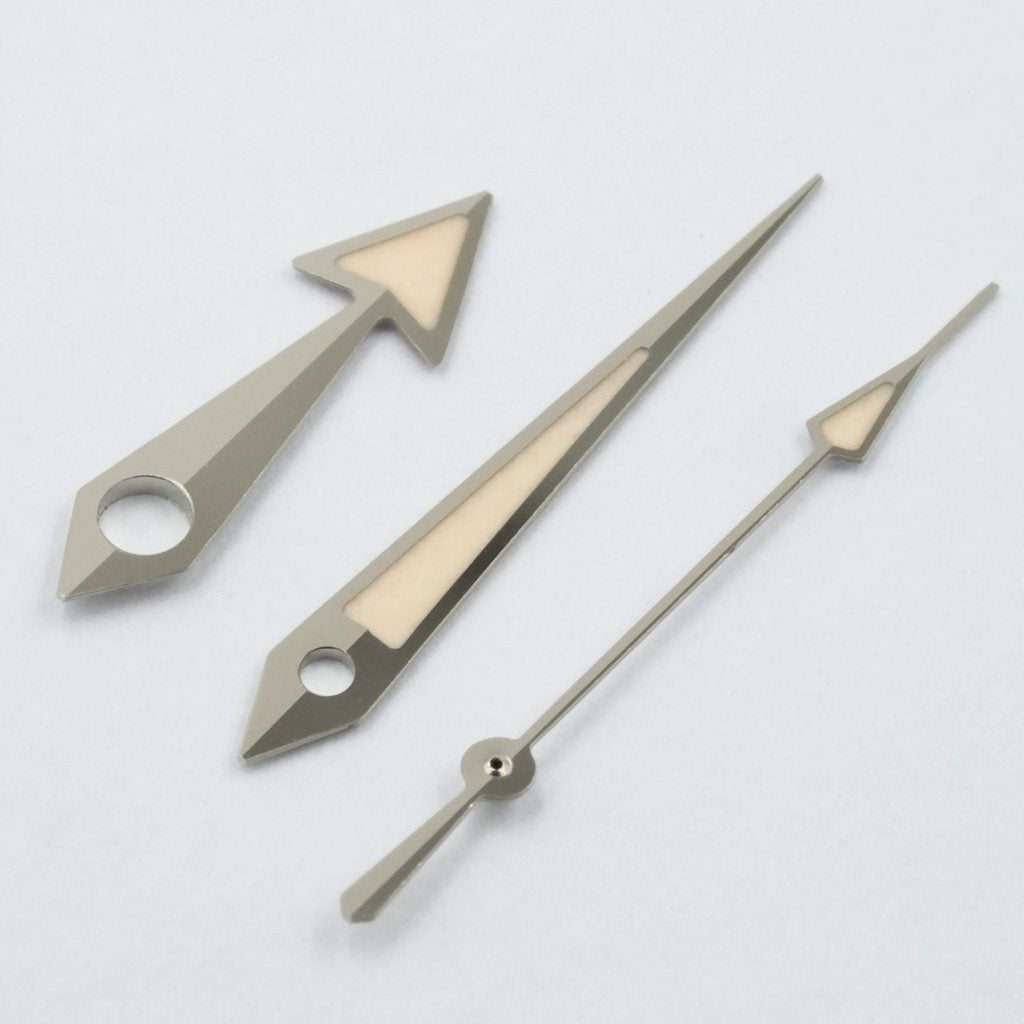 Broad Arrow Hands - Old Radium - Polished Silver - Old Radium - - - Lucius Atelier - Swiss Quality Seiko Watch Mod Parts