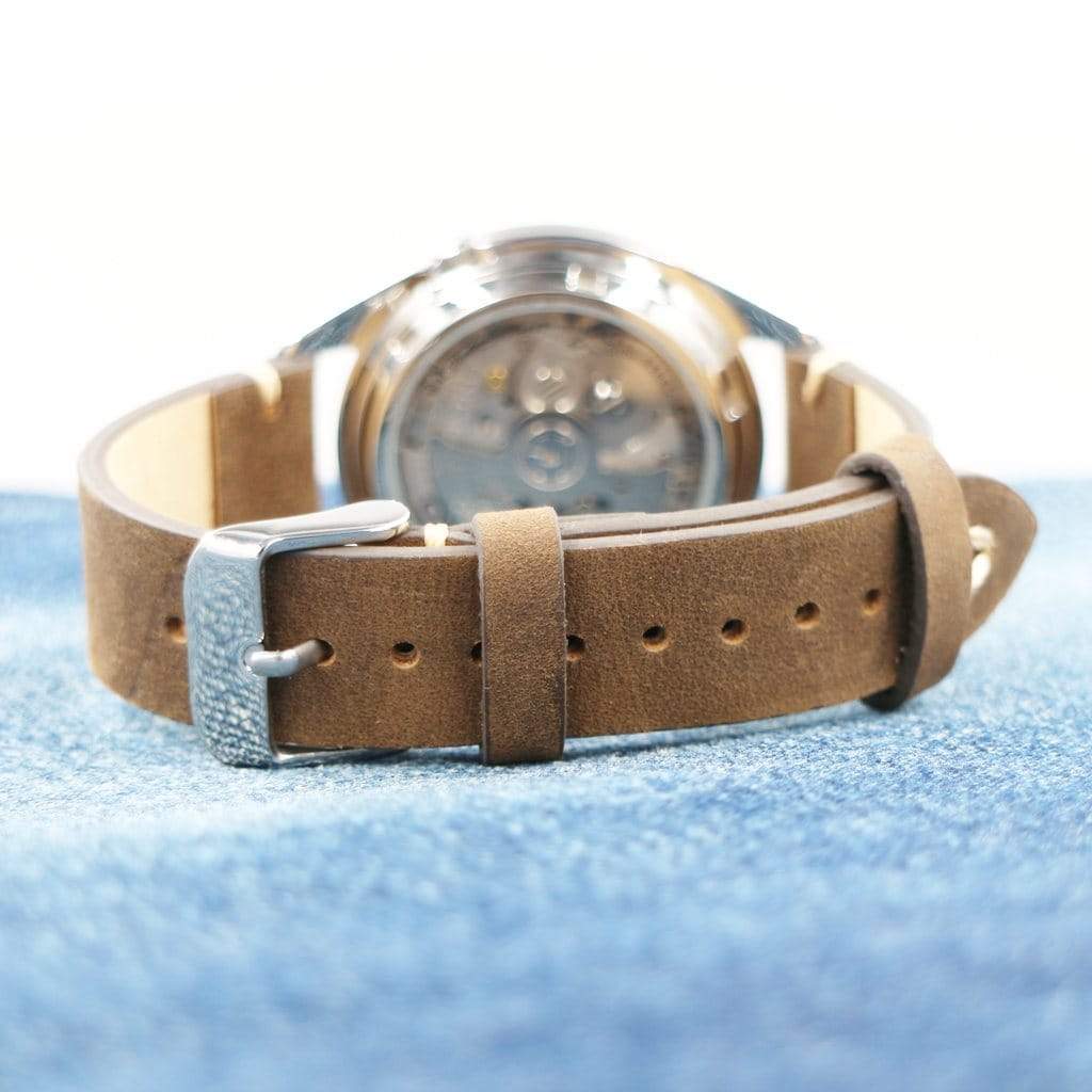 Brown Vintage Italian Calf Leather Watch Strap - 18mm - - - Lucius Atelier - Swiss Quality Seiko Watch Mod Parts