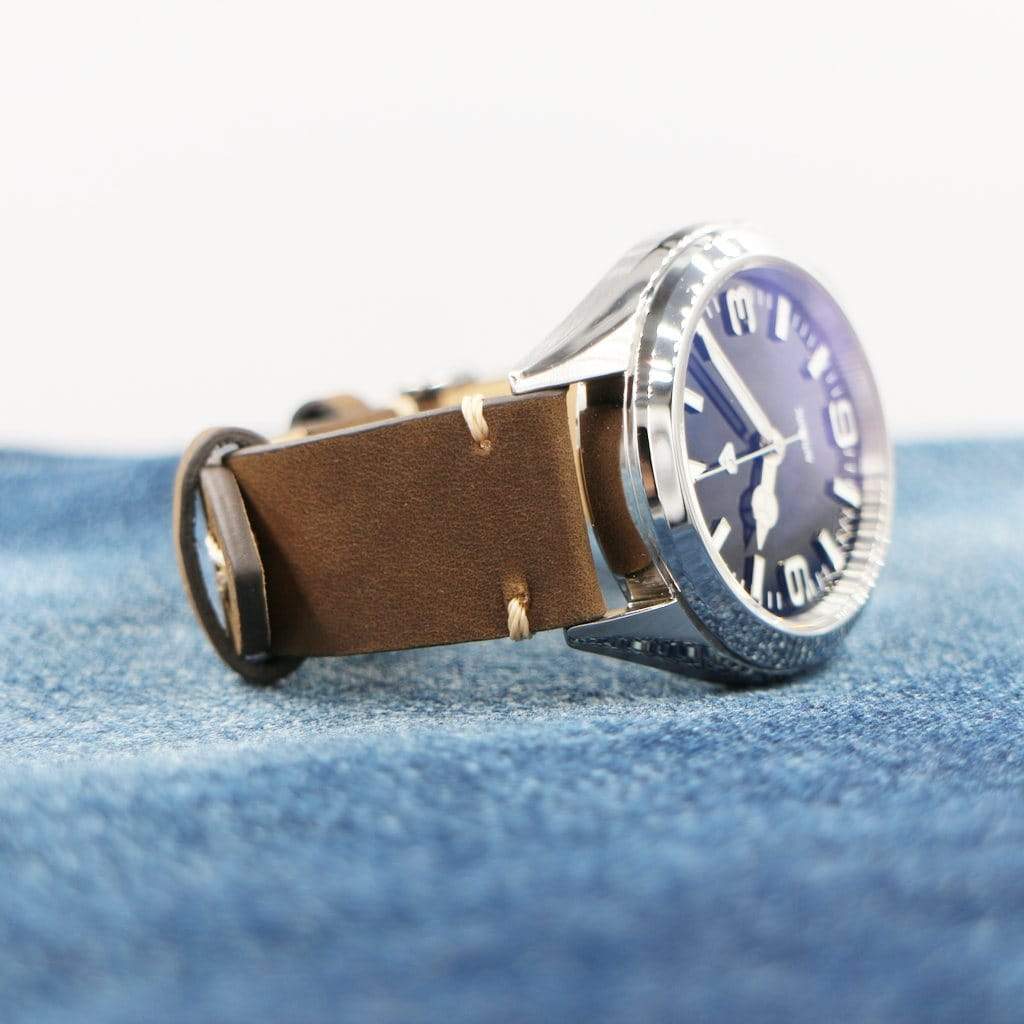 Brown Vintage Italian Calf Leather Watch Strap - 18mm - - - Lucius Atelier - Swiss Quality Seiko Watch Mod Parts