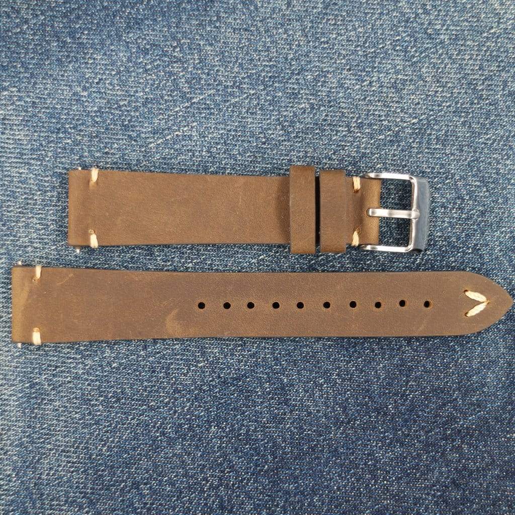 Brown Vintage Italian Calf Leather Watch Strap - 18mm - - - Lucius Atelier - Swiss Quality Seiko Watch Mod Parts
