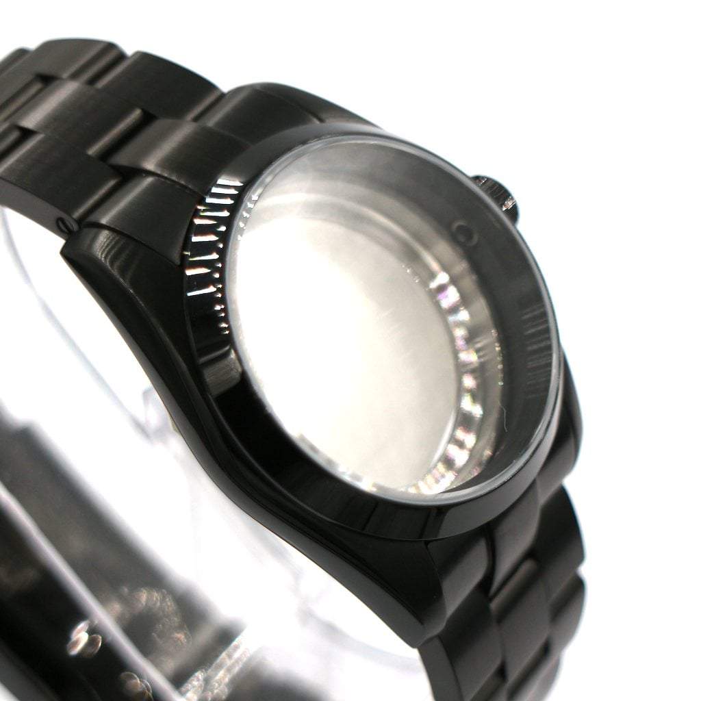 Explorer Watch Case (DLC BLACK EDITION) - 36mm - Explorer Case - Brushed Oyster - NH - Lucius Atelier - Swiss Quality Seiko Watch Mod Parts