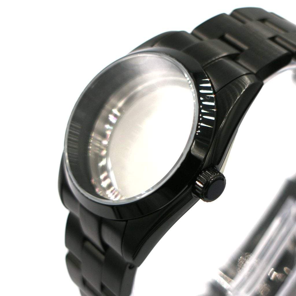 Explorer Watch Case (DLC BLACK EDITION) - 36mm - Explorer Case - Brushed Oyster - NH - Lucius Atelier - Swiss Quality Seiko Watch Mod Parts