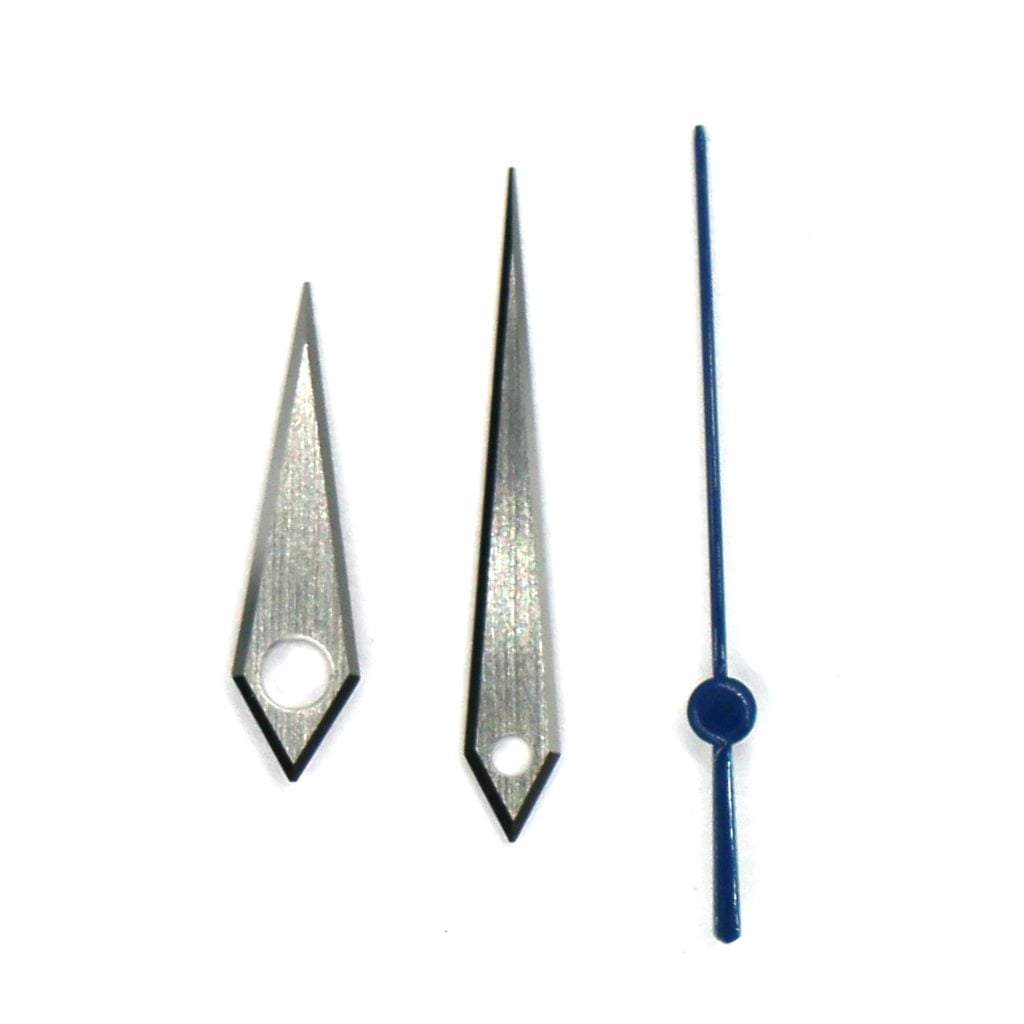 Grand Seiko Dauphine Hands - Brushed Top Silver &amp; Blue - - - - Lucius Atelier - Swiss Quality Seiko Watch Mod Parts