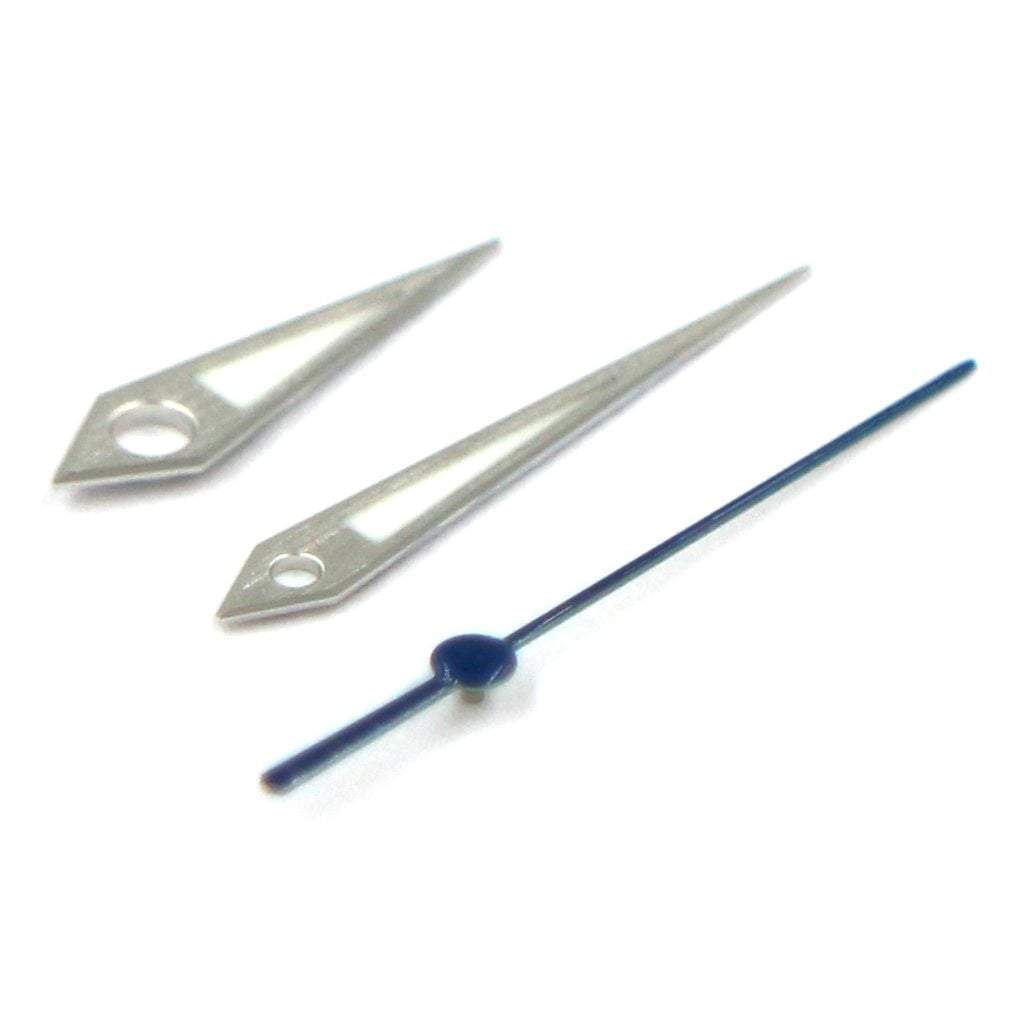 Grand Seiko Dauphine Hands - Brushed Top Silver & Blue - Luminous - BGW9 Standard Grade - - - Lucius Atelier - Swiss Quality Seiko Watch Mod Parts