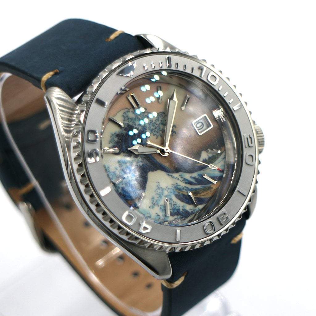 Luminous The Great Wave off Kanagawa Dial (Date) - - - - Lucius Atelier - Swiss Quality Seiko Watch Mod Parts